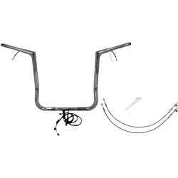 PartzBiz HD FBI-702216 - FBI Chrome 16" Flat Top Plug n Play EZ 1-1/4" Handlebar Kit Harley 16-20 FLH/T | 702216