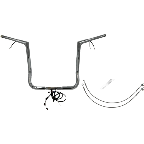 PartzBiz HD: 4416145-FBI Chrome 16" Flat Top Plug n Play EZ 1-1/4" Handlebar Kit Harley 16-20 FLH/T | 702216