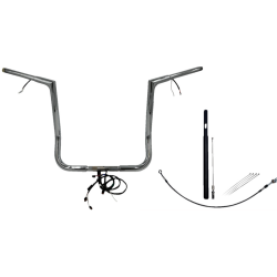 PartzBiz HD FBI-712016 - FBI Chrome 16" Flat Top Plug n Play EZ 1-1/4" Handlebar Kit Harley 21-23 FLH/T | 712016