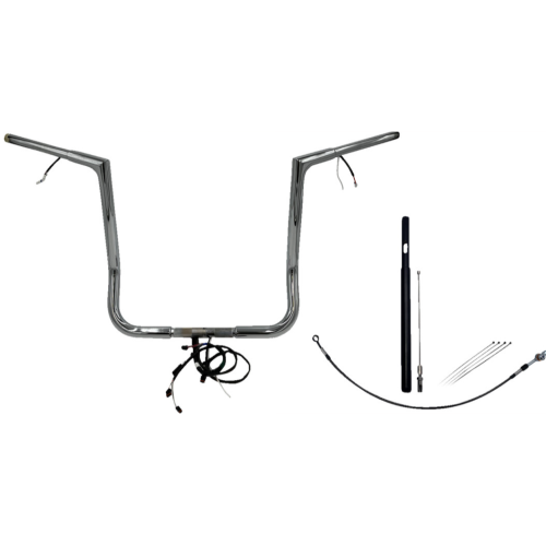 PartzBiz HD: 4416147-FBI Chrome 16" Flat Top Plug n Play EZ 1-1/4" Handlebar Kit Harley 21-23 FLH/T | 712016 PartzBiz HD: 4416147-FBI Chrome 16" Flat Top Plug n Play EZ 1-1/4" Handlebar Kit Harley 21-23 FLH/T | 712016
