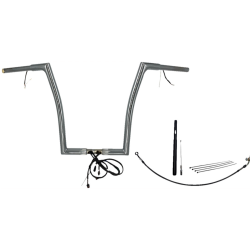PartzBiz HD FBI-712916 - FBI Chrome 16" Flat Top Plug n Play EZ 1-1/4" Handlebar Kit Harley 21-23 FLTRX/S | 712916