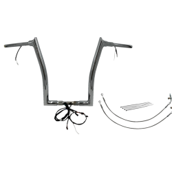 PartzBiz HD FBI-801316 - FBI Chrome 16" Pointed Top Plug n Play EZ 1-1/2" Handlebar Kit Harley 15 FLTRX/S | 801316