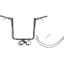 PartzBiz HD FBI-802216 - FBI Chrome 16" Pointed Top Plug n Play EZ 1-1/2" Handlebar Kit Harley 16-20 FLH/T | 802216