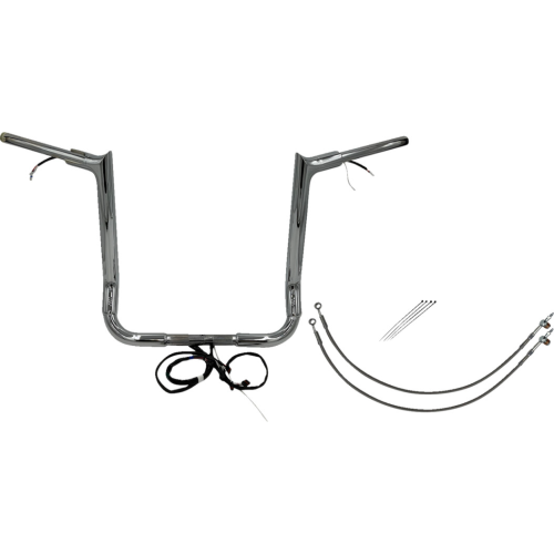 PartzBiz HD: 4416151-FBI Chrome 16" Pointed Top Plug n Play EZ 1-1/2" Handlebar Kit Harley 16-20 FLH/T | 802216