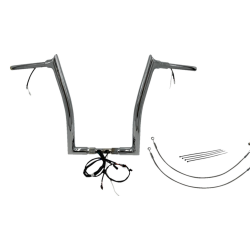 PartzBiz HD FBI-802316 - FBI Chrome 16" Pointed Top Plug n Play EZ 1-1/2" Handlebar Kit Harley 16-20 FLTRX/S FLTRU | 802316