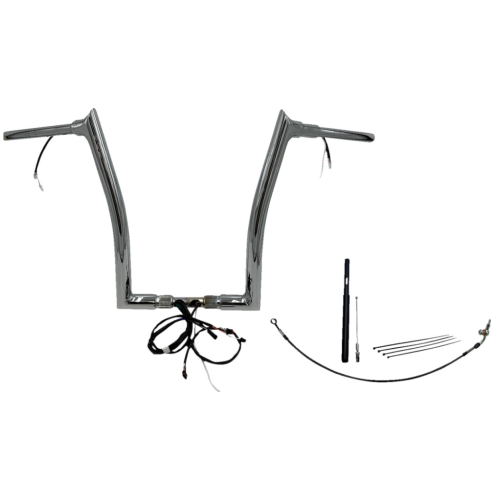 PartzBiz HD: 4416112-FBI Chrome 16" Pointed Top Plug n Play EZ 1-1/2" Handlebar Kit Harley 21-23 FLTRX/S FLTRU | 812916