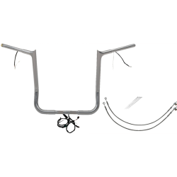 PartzBiz HD FBI-901216 - FBI Chrome 16" Pointed Top Plug n Play EZ 1-1/4" Handlebar Kit Harley 14-15 FLH/T | 901216
