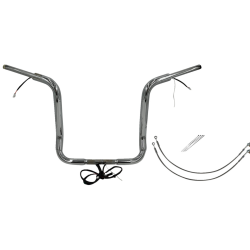 PartzBiz HD FBI-802516 - FBI Chrome 16 ” Round Top Plug n Play EZ 1-1/2 ” ชุดแฮนด์บาร์ Harley 16-20 FLH Touring | 802516