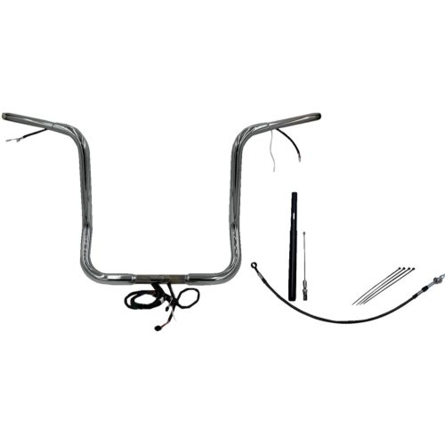 PartzBiz HD: 4416124-FBI Chrome 16" Round Top Plug n Play EZ 1-1/4" Handlebar Kit Harley 21-23 FLH/T | 912516