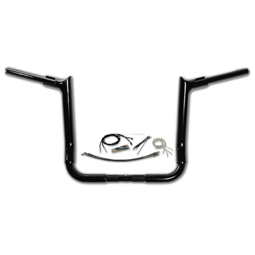 PartzBiz HD: 4416095-FBI Fat Baggers 1-1/2 Black 14" EZ Install Pointed Handlelbar Cable PKG FLH 14-20 | 809214-B