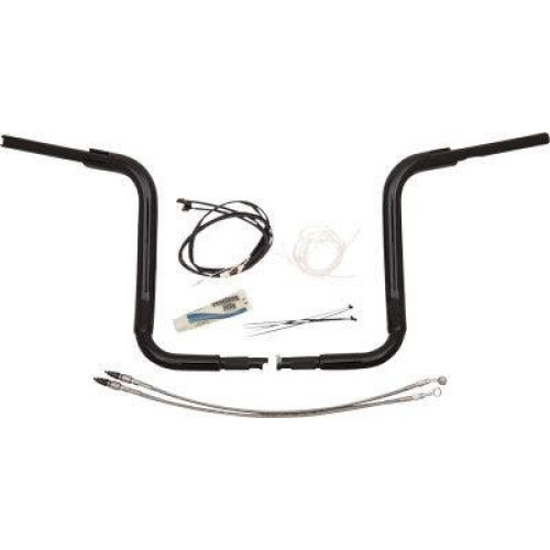PartzBiz HD: 4416098-FBI Fat Baggers 1-1/2 Chrome 14" EZ Install Rounded Top Handlelbar Cable PKG FLH 14-20 809514-b 0601-5296 06015296