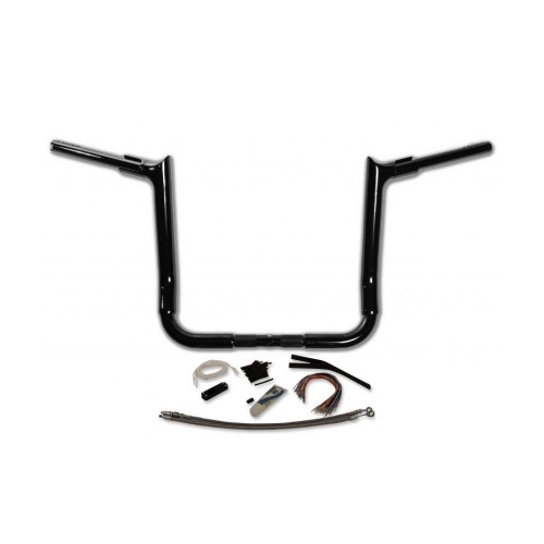 PartzBiz HD: 4416103-FBI Fat Baggers 1-1/2 Black 16" EZ Install Pointed Handlelbar Cable PKG FLH 08-13 | 809116-B