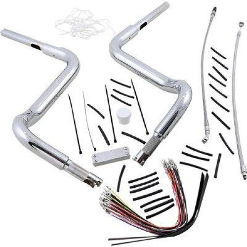 PartzBiz HD: 4416080-FBI Fat Baggers 1-1/2 Black 14" EZ Install Rounded Top Handlelbar Cable PKG FLH 08-13 809414 0601-5289 06015289