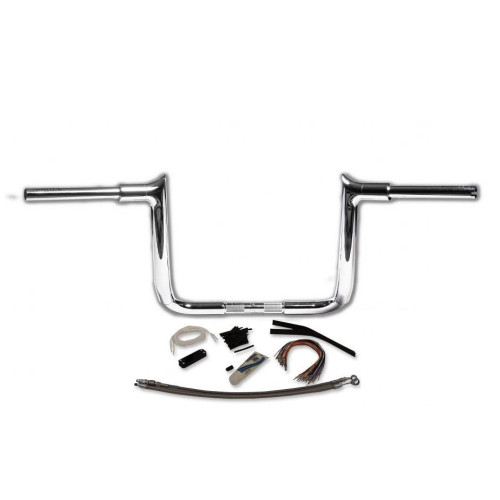 PartzBiz HD: 4416084-FBI Fat Baggers 1-1/2 Chrome 16" EZ Install Pointed Handlelbar Cable PKG FLH 08-13 | 809116