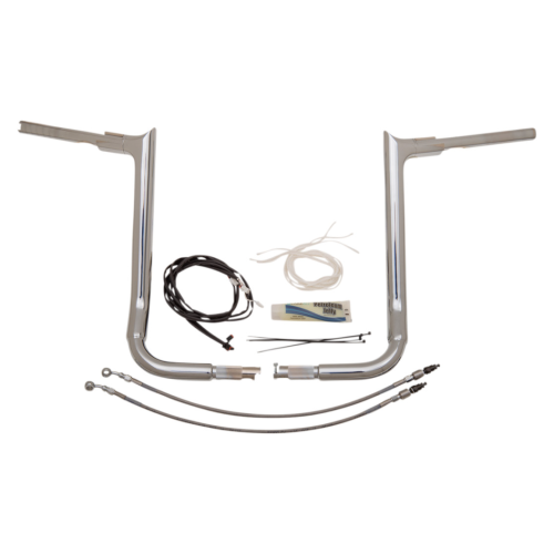 PartzBiz HD: 4416085-FBI Fat Baggers 1-1/2 Chrome 16" EZ Install Pointed Handlelbar Cable PKG FLH 14-20 | 809216