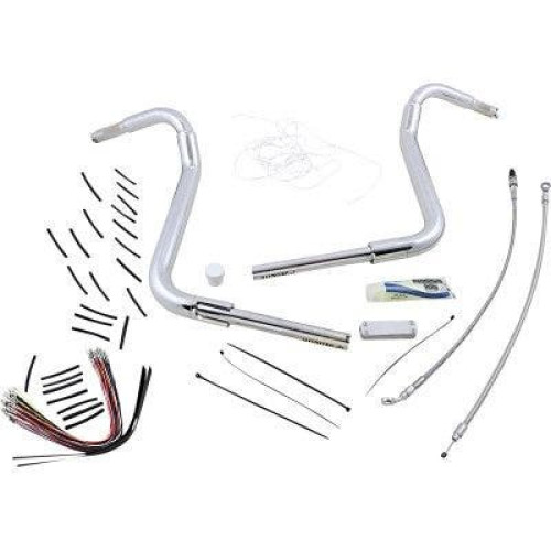 PartzBiz HD: 4416088-FBI Fat Baggers 1-1/2 Chrome 16" EZ Install Rounded Top Handlelbar Cable PKG FLH 08-13 809416 0601-5291 06015291