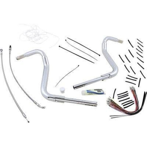 PartzBiz HD: 4416089-FBI Fat Baggers 1-1/2 Chrome 16" EZ Install Rounded Top Handlelbar Cable PKG FLH 14-20 809516 0601-5297 06015297
