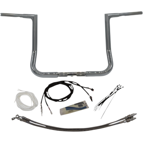 PartzBiz HD: 4416061-FBI Fat Baggers 1-1/4 Chrome 14 EZ Install Flat Top Handlebar Harley Touring 14-20