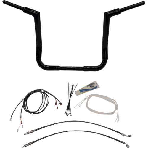 PartzBiz HD: 4416063-FBI Fat Baggers Black 1-1/2" EZ Install Flat Top 14" Handlebar Harley FLH 14-Up