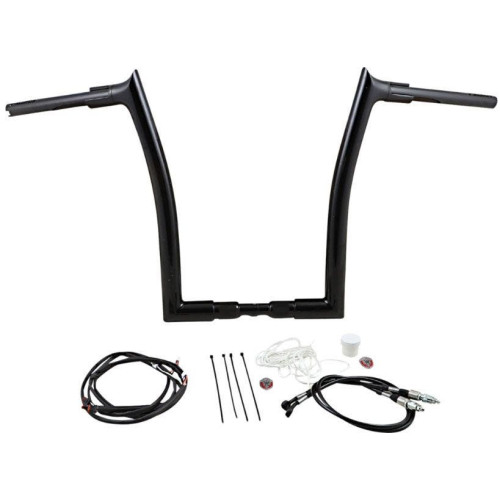 PartzBiz HD: 4416031-FBI Fat Baggers Black 1-1/2" EZ Install Pointed Top 16" Handlebar Kit Harley 18+