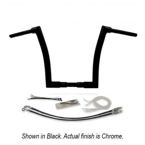 PartzBiz HD: 4415965-FBI Fat Baggers Chrome 1-1/2" EZ Install Flat Top 14" Handlebar Harley FLTR 15-20