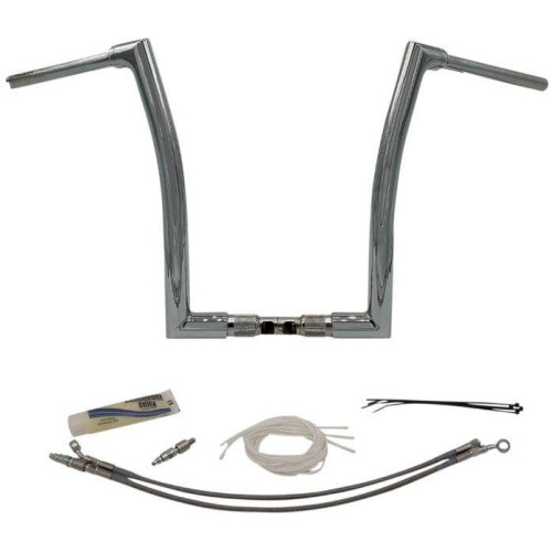 PartzBiz HD: 4415967-FBI Fat Baggers Chrome 1-1/2" EZ Install Flat Top 16" Handlebar Harley FLTR 15-20