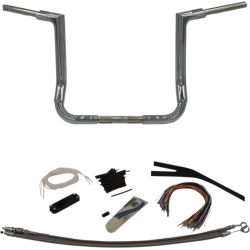 PartzBiz HD FBI-609114 - Fat Baggers Inc 1-1/2 EZ ติดตั้งแฮนด์แบบแบน 12” Harley Batwing 08-13