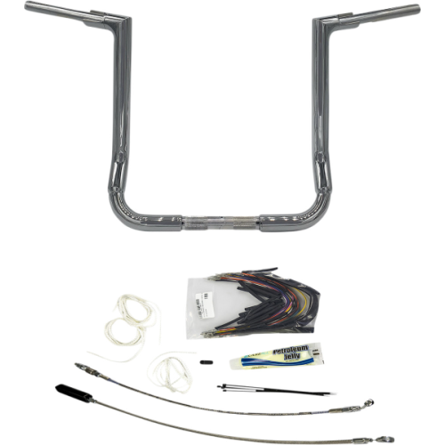 PartzBiz HD: 4415969-FBI Fat Baggers Chrome 1-1/2 EZ Install Flat Top Handlebar 16" Harley FLH 08-13