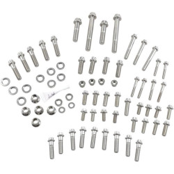 PartzBiz HD FMC-3068 - Feuling 3068 แชสซีสแตนเลสแต่งชุดอุปกรณ์ยึด 85-99 Harley Davidson FXR Evolution Big Twin Cam Bolts Nuts Washers Studs Upgrade Replacement 2401-1103 24011103