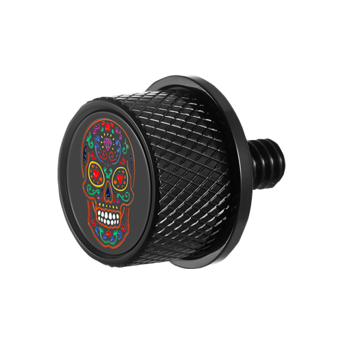 PartzBiz HD: 4415688-Figurati Designs Black W/Sugar Skull Seat Mounting Kit for Harley All Touring/Trike | FD30-SEAT-SCREW-BLK
