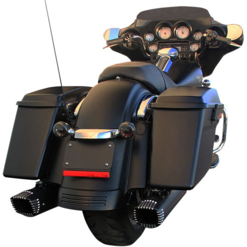 PartzBiz HD: 4415640-Firebrand Black w/ Black Tips Baritone 4" Slip On Exhaust Mufflers Harley 2017 | 10-1022