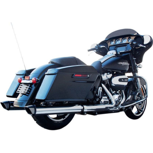 PartzBiz HD: 4415617-Firebrand Chrome w/ Black Tips Baritone 4" Slip On Exhaust Mufflers Harley 2017 | 10-1021