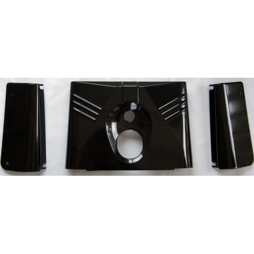 PartzBiz HD: 4415390-Gloss Black Slider Covers Headlight Fork Ribbed Tins Nacelle 3 Piece Harley FL Softail