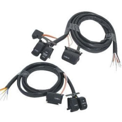 PartzBiz HD MU12093 - ชุดสายไฟแฮนด์สีดำพร้อมปุ่มและสวิตช์ 48” ชุดสายไฟ Harley 96-06 Harley Davidson