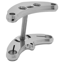 PartzBiz HD MU36213 - Hardbody Chrome 0 Rake¬†Pyramid Billet Front Fork Bracket Harley Wide Glide 49-88