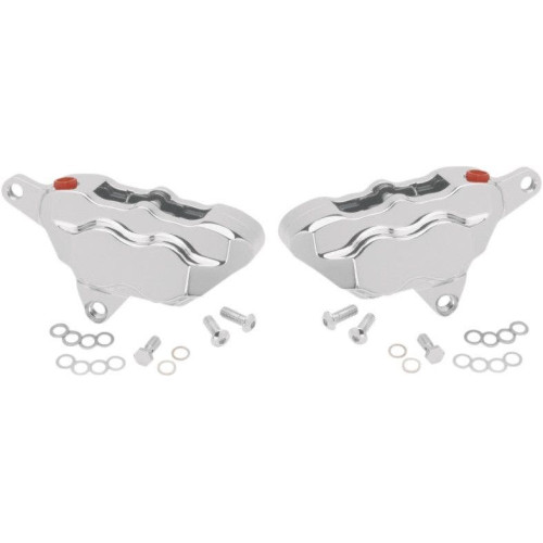 PartzBiz HD: 4415134-Hawg Halters HHI Chrome FKDDCC550 4-Piston Front Disc Disc Calipers Harley FLH/T 84-99