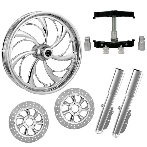 PartzBiz HD: 4415102-Helix Chrome 23” ยางล้อแบบ Dual Rotors พร้อม Raked Triple Trees ส่วนล่างและตัวเลื่อน | HELIX-DUAL-CHR-KIT-PCKG