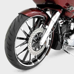 PartzBiz HD HHI-49FLADB-25M-C - HHI Hawg Halters Bomber Chrome 49 มม.Dual Disc ABS ขาส้อมล่าง Harley 14-up