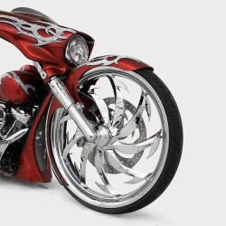 PartzBiz HD HHI-49FLSB-25M-C - HHI Hawg Halters Bomber Chrome 49 มม.แผ่นเดียว NON ABS ขาส้อมล่าง Harley 14-up