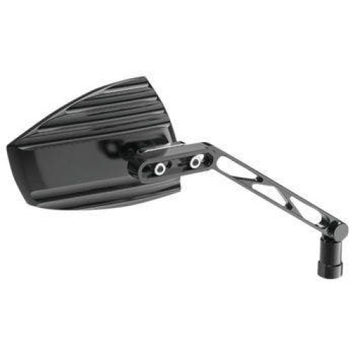 PartzBiz HD: 4414853-Highsider Black Silver Wave Mirrors Adjustable CNC M10 Universal