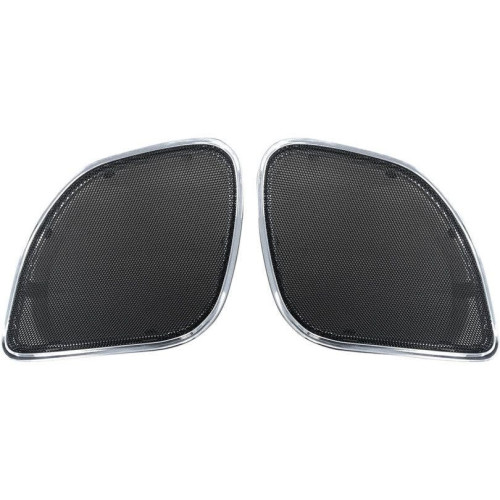 PartzBiz HD: 4414818-Hogtunes Chrome Trim Mesh Front Fairing Speaker Grilles Harley Road Glide 15-16 | RG RM GRILL-C