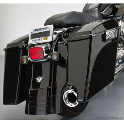 PartzBiz HD HW151208 - Hogworkz 2-Into-1 4” กระเป๋าข้างแบบยืดได้พร้อมฝาปิด Harley '14-'18 FLH - ไม่ทาสี | HW151208
