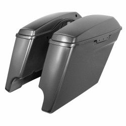 PartzBiz HD HW151010 - Hogworkz 4 ” Stretched Dual Saddlebags พร้อมฝาปิด Harley '14-'18 FLH Charcoal Pearl | HW151010