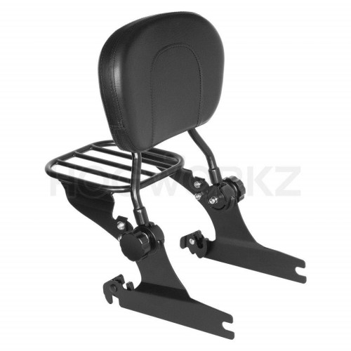 PartzBiz HD: 4414738-Hogworkz Black Easy Detachable Sissy Bar Luggage Rack Harley Softail 00-17