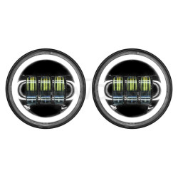 PartzBiz HD HW167005-HW195206 - Hogworkz Blackout 7” ไฟหน้า LED HaloMaker พร้อมไฟส่องผ่าน Halo เสริม