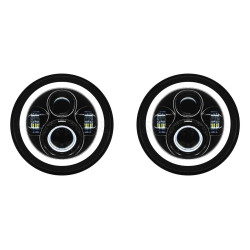 PartzBiz HD HW167005 x 2 - Hogworkz Blackout 7 ” LED HaloMaker ไฟหน้ารถจี๊ป Wrangler CJ-5 CJ-7 TJ JK JL