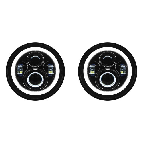 PartzBiz HD: 4414711-Hogworkz Blackout 7" LED HaloMaker Headlight Jeep Wrangler CJ-5 CJ-7 TJ JK JL PartzBiz HD: 4414711-Hogworkz Blackout 7" LED HaloMaker Headlight Jeep Wrangler CJ-5 CJ-7 TJ JK JL