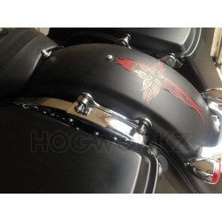 PartzBiz HD HW163002 - Hogworkz Chrome Detachable 4 Point Tour Pak Backrest Docking Hardware Harley 14-22