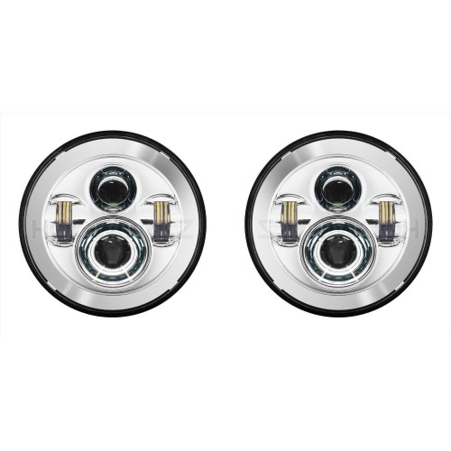 PartzBiz HD: 4414600-Hogworkz Chrome 7" LED Headlights Headlamps Jeep Wrangler CJ-5 CJ-7 TJ JK JL PartzBiz HD: 4414600-Hogworkz Chrome 7" LED Headlights Headlamps Jeep Wrangler CJ-5 CJ-7 TJ JK JL