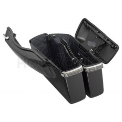 PartzBiz HD HW301031 - กระเป๋าข้าง Hogworkz Standard สีดำเย็บด้ายสีน้ำเงิน Harley Touring 14-Up